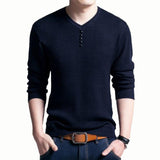 hoombox Men's Sweater V-neck Pullover Bottomed Shirt