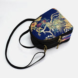 hoombox Women Canvas Ethnic Style Embroidery Peacock Pattern Sequin Mini Multi-carry Handbag Crossbody Bag