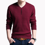 hoombox Men's Sweater V-neck Pullover Bottomed Shirt