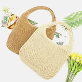 hoombox Women Straw  Breathable Simple Fashion Beach Bag Tote Shoulder Bag Handbag