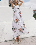 hoombox V Neck Summer Printed  Midi Dresses