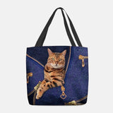 hoombox Women Canvas Cute 3D Three-dimensional Vision Cat Pattern Shoulder Bag Handbag Tote