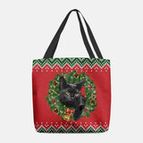 hoombox Women Felt Cartoon Festive Classic Color Christmas Wreath Cat Pattern Shoulder Bag Handbag Tote