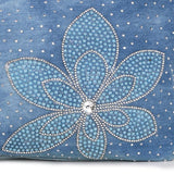 hoombox Fashion Women's V-shaped Diamond Flower Denim Bag