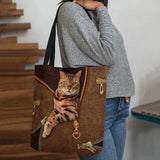 hoombox Women Canvas Cute 3D Three-dimensional Vision Cat Pattern Shoulder Bag Handbag Tote