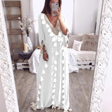 hoombox V Neck Tassels Bohemian Half Sleeve Maxi Dresses