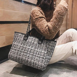 hoombox Plaid cloth handbag Fashion big bag Spring and summer new chain shoulder bag tide small fragrance handbag