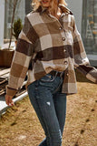 Hoombox  Casual Fashion Loose Lapel Plaid Tops