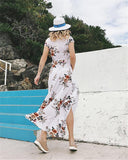 hoombox V Neck Summer Printed  Midi Dresses