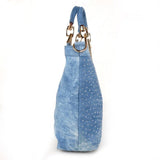 hoombox Fashion Women's V-shaped Diamond Flower Denim Bag