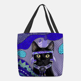 hoombox Women Felt Cute Cartoon Egyptian Dressed Black Cat Pattern Shoulder Bag Handbag Tote