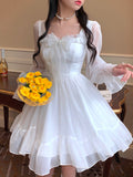 hoombox French Sweet Fairy Lolita Dress Women Long Sleeve Lace Y2k Mini Dress Vintage Kawaii Clothes One Piece Dress Korean  Autumn