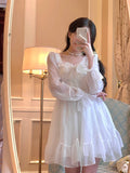 hoombox French Sweet Fairy Lolita Dress Women Long Sleeve Lace Y2k Mini Dress Vintage Kawaii Clothes One Piece Dress Korean  Autumn