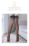 hoombox Fashion Pink Legs Socks for Women Cosplay Cute Bow Sexy White Black Mesh Fishnet Transparent Thigh High Stockings Long Knee Sock