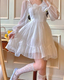 hoombox French Sweet Fairy Lolita Dress Women Long Sleeve Lace Y2k Mini Dress Vintage Kawaii Clothes One Piece Dress Korean  Autumn