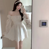 hoombox Pink Sweet Elegant Princess Dress Women Casual Korean Slim Long Sleeve Fairy Dress Female Backless Design Vintage Dress  New