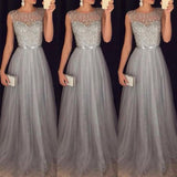 hoombox Chiffon Sleeveless Sequined Evening Wedding Dress