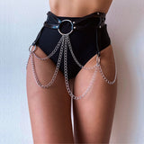 hoombox  Punk Black Waist Chain Belt Leather Layered Belly Body Chains Body Jewelry Rave  Accessories for Women and Girls