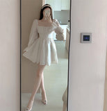 hoombox Pink Sweet Elegant Princess Dress Women Casual Korean Slim Long Sleeve Fairy Dress Female Backless Design Vintage Dress  New