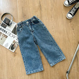 hoombox Spring Unisex Kids fashion all-match straight jeans 1-8Years boys trousers girls loose denim pants