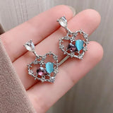 Flower Earrings For Women Sparkling Zircon Ear Pendant Green Color Fashion Korean Cuff Clip Earrings Wedding Party Jewelry Gifts