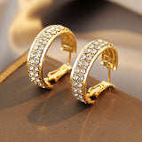 Flower Earrings For Women Sparkling Zircon Ear Pendant Green Color Fashion Korean Cuff Clip Earrings Wedding Party Jewelry Gifts