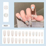 24Pcs/Box Sweet Short Round/Square Head False Nail Art Full Cover Detachable Artificial Fake Nails Ballerina Press on Nails Tips