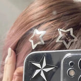 hoombox 10Pcs Silver Star BB Hairclips Girls Y2K Cute Star Barrettes Women Simple Metal Snap Clip Headdress Hair Jewelry Accessories