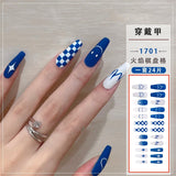 24pcs/box Fake Nails Press on Short Reusable with Designs Set French Artificial Pink kawaii False Tipsy Stick-on Nails Tips Art