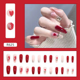 24Pcs/Box Sweet Short Round/Square Head False Nail Art Full Cover Detachable Artificial Fake Nails Ballerina Press on Nails Tips