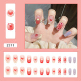 24pcs/box Fake Nails Press on Short Reusable with Designs Set French Artificial Pink kawaii False Tipsy Stick-on Nails Tips Art