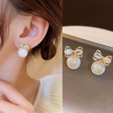 Flower Earrings For Women Sparkling Zircon Ear Pendant Green Color Fashion Korean Cuff Clip Earrings Wedding Party Jewelry Gifts