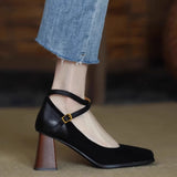 hoombox New Vintage Super High Heels Mary Jane Shoes Women Ankle Buckle Platform Pumps Woman Round Toe Chunky Heeled Lolita Shoes