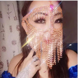 hoombox New Tassel Veil Masks Women Headwear Rhinestone Chains Face Mask Masquerade Dance Party Costume Sexy Face Accessories Jewelry