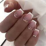 24pcs Summer False nails with designs Charms Flame Long Ballerina Fake Nails Wearable Coffin french Nails Tips Press On Nails