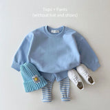 hoombox Korean Baby Cotton Kintting Clothing Sets Kids Boy Girls Outfit Spring Autumn Teenage Infant Tracksuit Pullovers Tops+Pants 2PCS