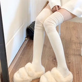 hoombox Solid Color Thigh High Stockings Women Trendy Casual Over The Knee Female Long Socks Thermal Warm Cotton Tall Tube Leggings