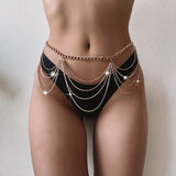 hoombox Sexy Waist Chain Belt Layered Rhinestone  Belly Body Chain  Fashion Trend Jewelry For Women  Festival Rave  Party Accessories