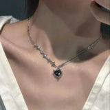 hoombox Y2K Star Zircon Pendant Necklace for Women Luxury Sweet Cool Girl Punk Heart Clavicle Chain New Fashion Jewelry Party Gift