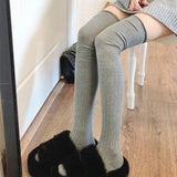 hoombox Solid Color Thigh High Stockings Women Trendy Casual Over The Knee Female Long Socks Thermal Warm Cotton Tall Tube Leggings