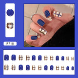 24Pcs/Box Sweet Short Round/Square Head False Nail Art Full Cover Detachable Artificial Fake Nails Ballerina Press on Nails Tips