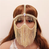 hoombox New Tassel Veil Masks Women Headwear Rhinestone Chains Face Mask Masquerade Dance Party Costume Sexy Face Accessories Jewelry