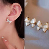 Flower Earrings For Women Sparkling Zircon Ear Pendant Green Color Fashion Korean Cuff Clip Earrings Wedding Party Jewelry Gifts