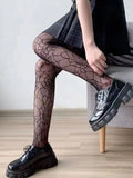 hoombox  Lolita Dark Gothic Tights Women Y2k Preppy Style Mall Goth Punk Spider High Waist Jk Socking Emo Alt Fishnet Stockings