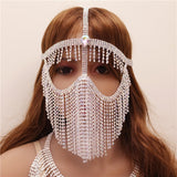 hoombox New Tassel Veil Masks Women Headwear Rhinestone Chains Face Mask Masquerade Dance Party Costume Sexy Face Accessories Jewelry