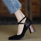 hoombox New Vintage Super High Heels Mary Jane Shoes Women Ankle Buckle Platform Pumps Woman Round Toe Chunky Heeled Lolita Shoes