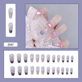 24pcs/box Fake Nails Press on Short Reusable with Designs Set French Artificial Pink kawaii False Tipsy Stick-on Nails Tips Art