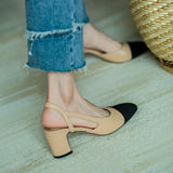 hoombox New In Leather Women 39 Shoes Sandals Flat Bottom Color Hollow Thick Heel Chaussure Femme Zapatos Mujer Sandalias Sapatos