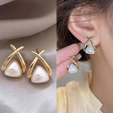 Flower Earrings For Women Sparkling Zircon Ear Pendant Green Color Fashion Korean Cuff Clip Earrings Wedding Party Jewelry Gifts