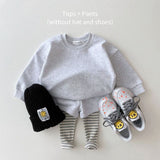 hoombox Korean Baby Cotton Kintting Clothing Sets Kids Boy Girls Outfit Spring Autumn Teenage Infant Tracksuit Pullovers Tops+Pants 2PCS